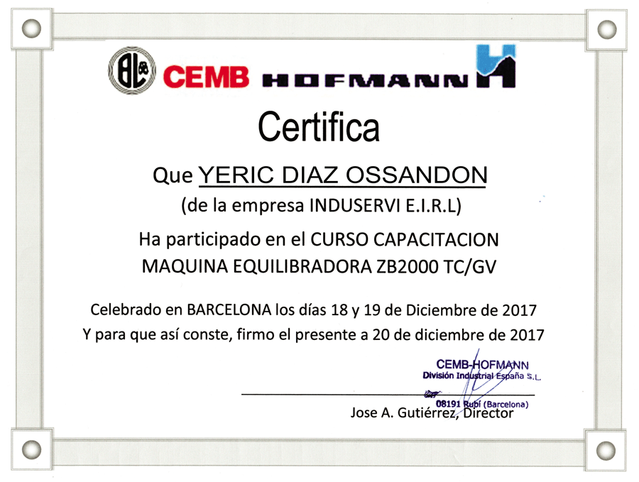 Certificado Técnico Operario
